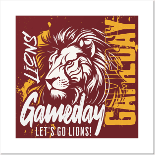 Vintage Lions Gameday // High School Lions School Spirit Posters and Art